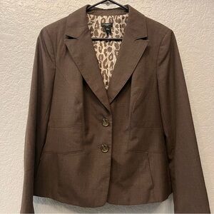 Ann Taylor Chocolate Brown Blazer Wool Blend 12